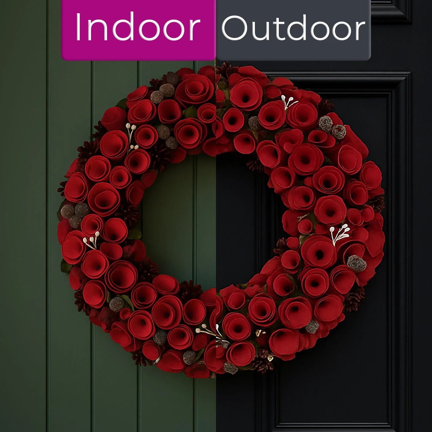 Couronne de Luxe Neo 50 cm – Extra Large avec Roses Rouges