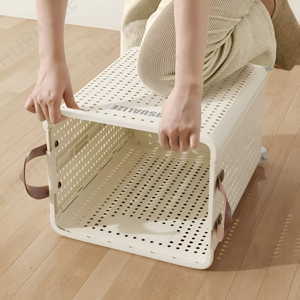 Panier à linge pliable avec roulettes, compact et durable en polypropylène, facile à transporter, disponible en deux tailles