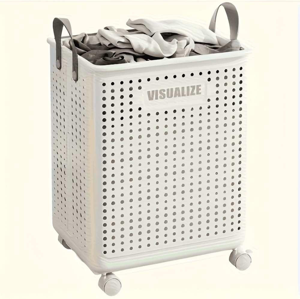 Panier à linge pliable avec roulettes, compact et durable en polypropylène, facile à transporter, disponible en deux tailles
