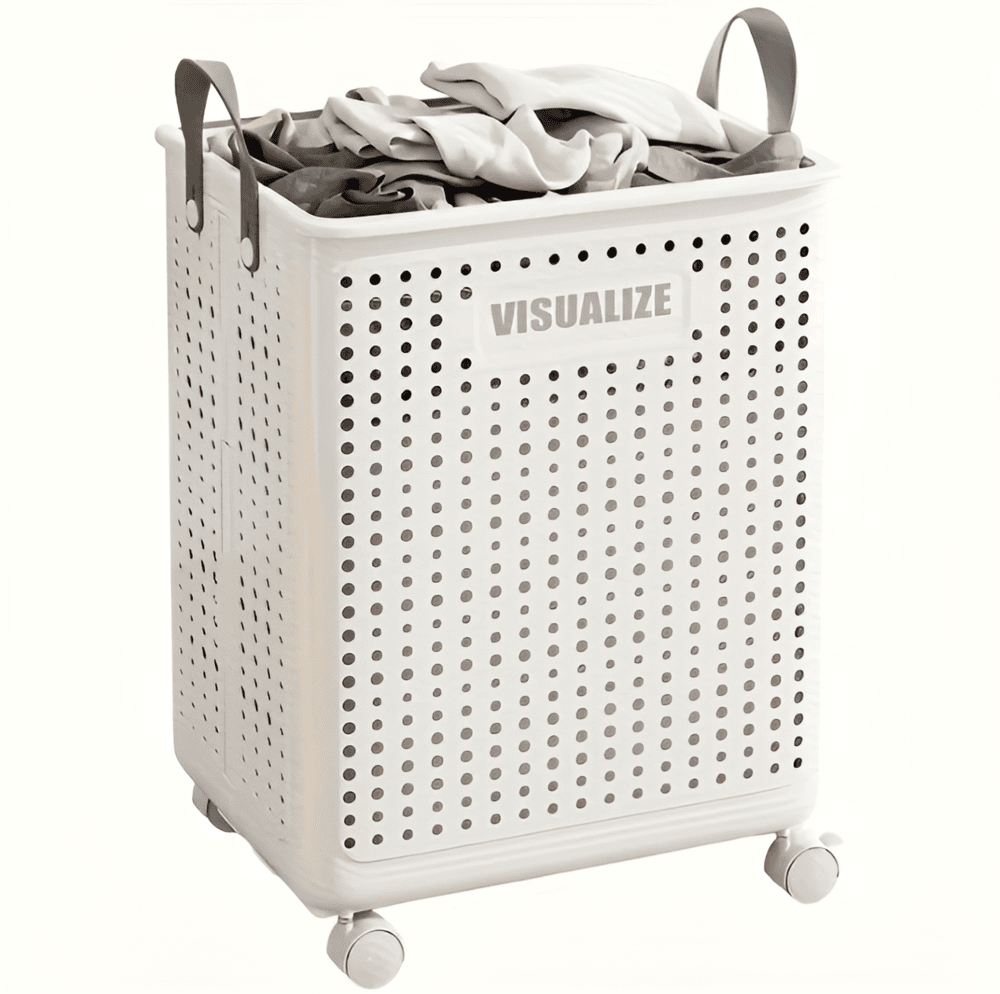 Panier à linge pliable avec roulettes, compact et durable en polypropylène, facile à transporter, disponible en deux tailles