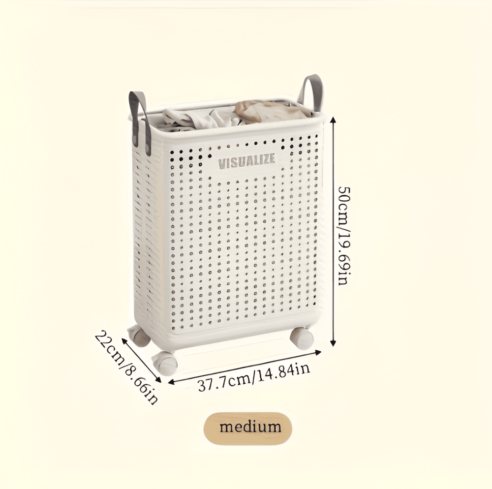 Panier à linge pliable avec roulettes, compact et durable en polypropylène, facile à transporter, disponible en deux tailles