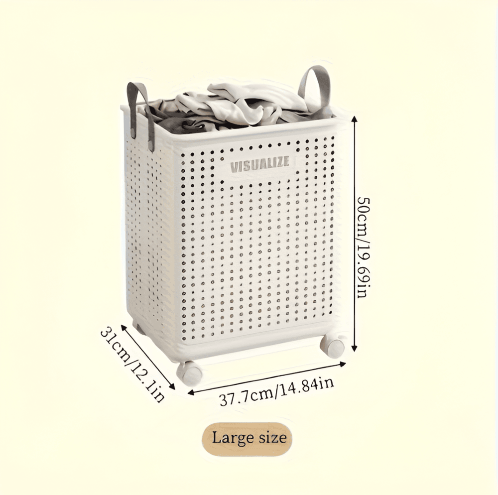 Panier à linge pliable avec roulettes, compact et durable en polypropylène, facile à transporter, disponible en deux tailles