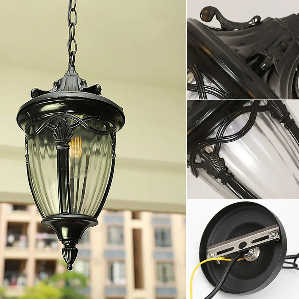 Plafonnier de style européen antique – Lampe suspendue vintage pour usage intérieur et extérieur