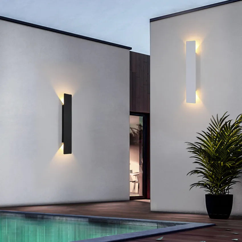 Lampe d'extérieur Porte d'entrée IP65 Aluminium Up Down LED Blanc Chaud Noir 9,7 à 61 cm Façade Entrée | Sansotis