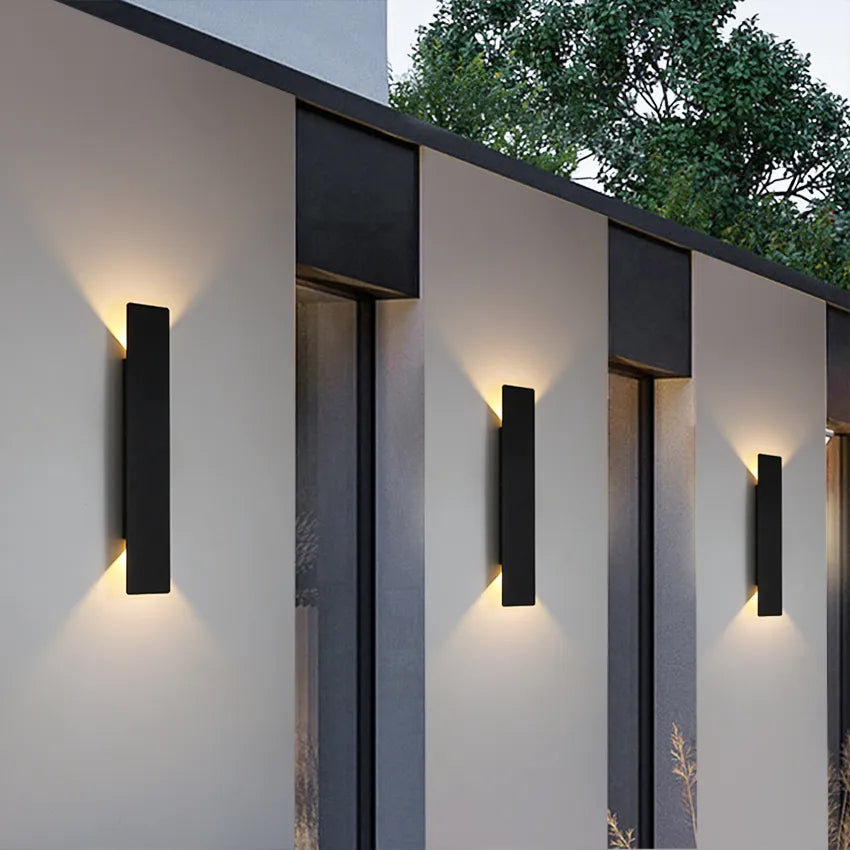 Lampe d'extérieur Porte d'entrée IP65 Aluminium Up Down LED Blanc Chaud Noir 9,7 à 61 cm Façade Entrée | Sansotis