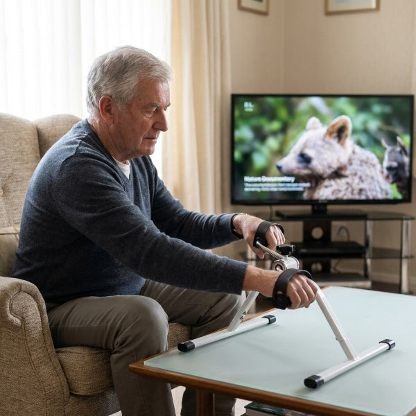 Mini Vélo d'Appartement pour Bureau, Canapé et Chaise – Bras et Jambes, Résistance Réglable, jusqu'à 150 kg