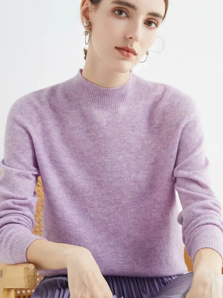 Pull Femme Classique Doux - Col Montant, Laine, Travail
