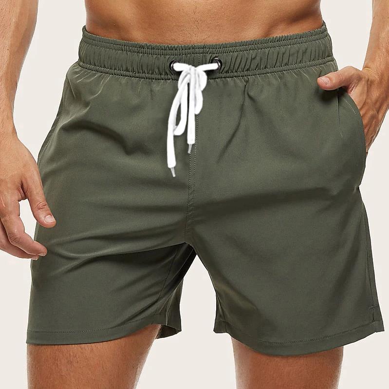 Shorts de bain pour homme en tissu à séchage rapide à taille élastiquée