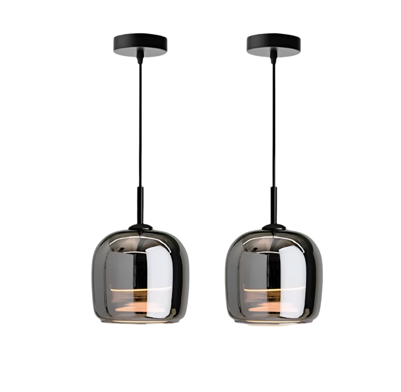 Lampe suspendue verre noir scandinave nordique LED E27 16cm suspension cuisine salon luxe | Sansotis