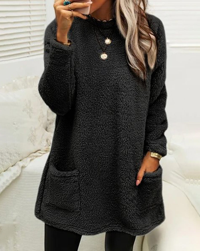 Pull tunique doux et confortable pour femmes - Sherpa surdimensionné, hiver