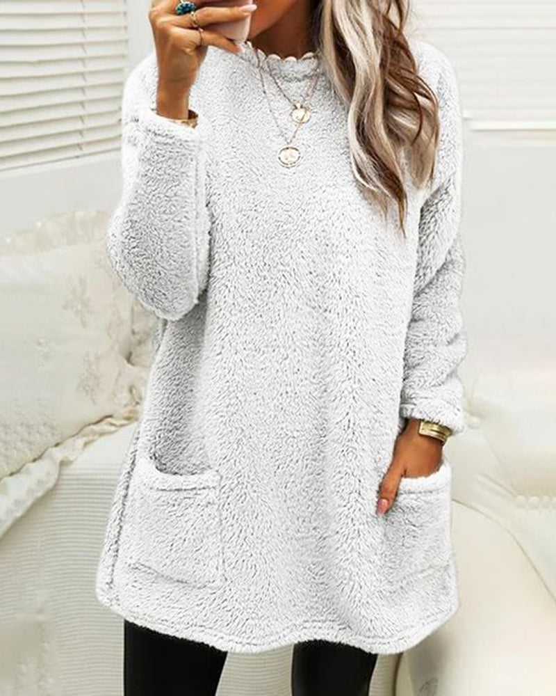 Pull tunique doux et confortable pour femmes - Sherpa surdimensionné, hiver