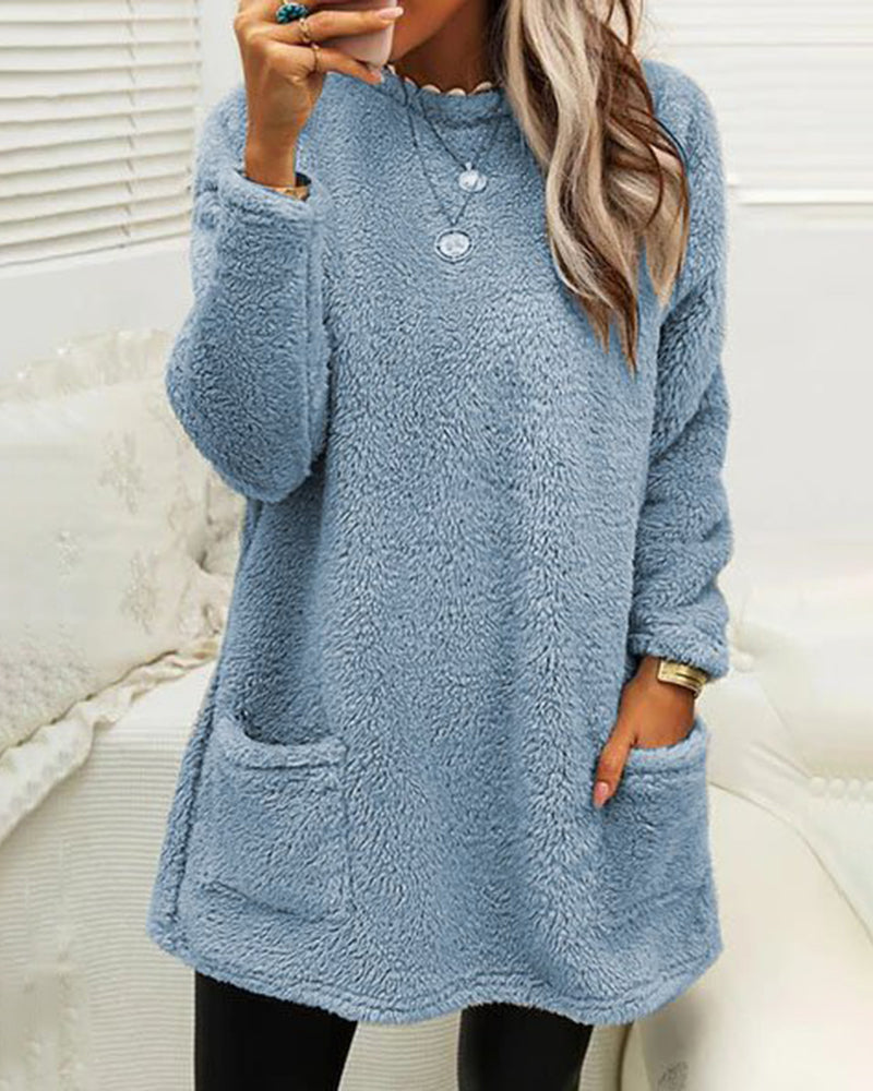 Pull tunique doux et confortable pour femmes - Sherpa surdimensionné, hiver