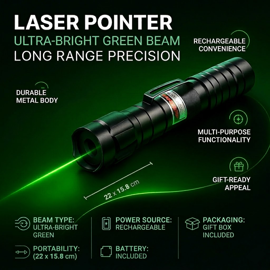 Pointeur laser avec accessoires et tête de motif