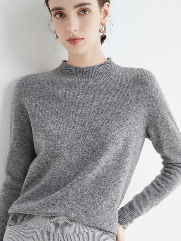 Pull Femme Classique Doux - Col Montant, Laine, Travail