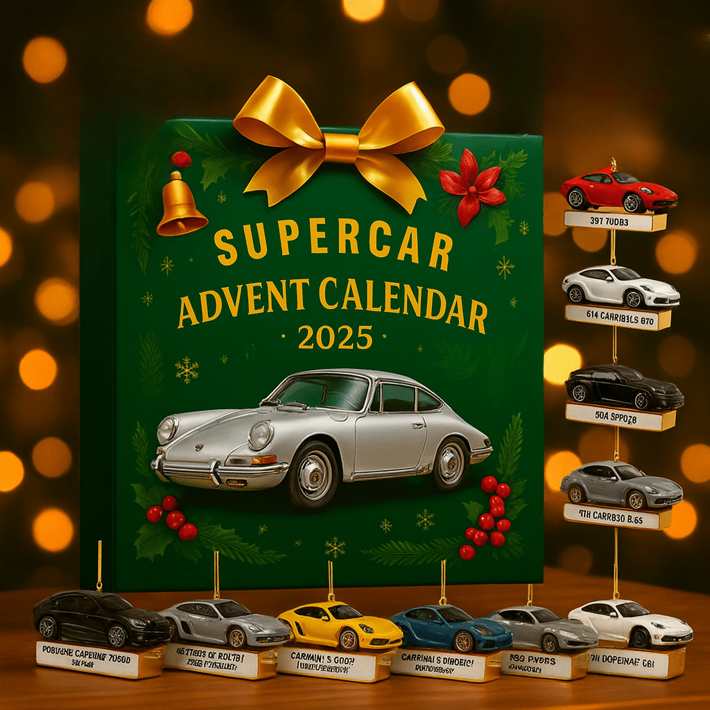 Calendrier de l'Avent supercars, 24 pièces de collection en acrylique