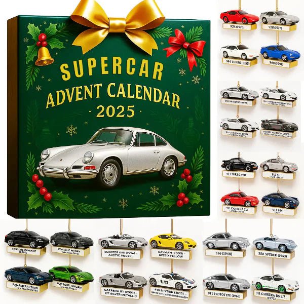 Calendrier de l'Avent supercars, 24 pièces de collection en acrylique