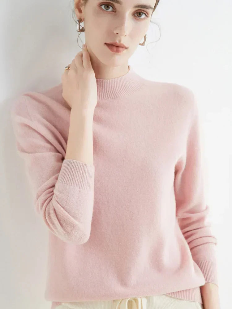 Pull Femme Classique Doux - Col Montant, Laine, Travail