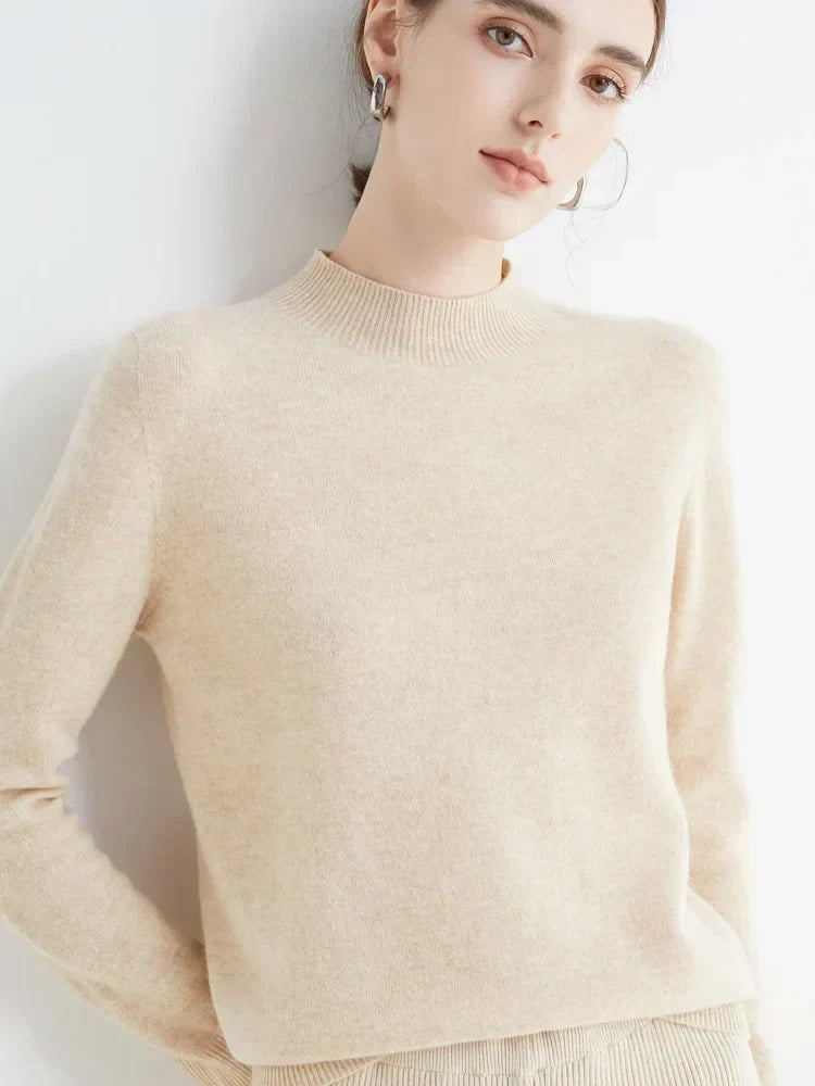 Pull Femme Classique Doux - Col Montant, Laine, Travail