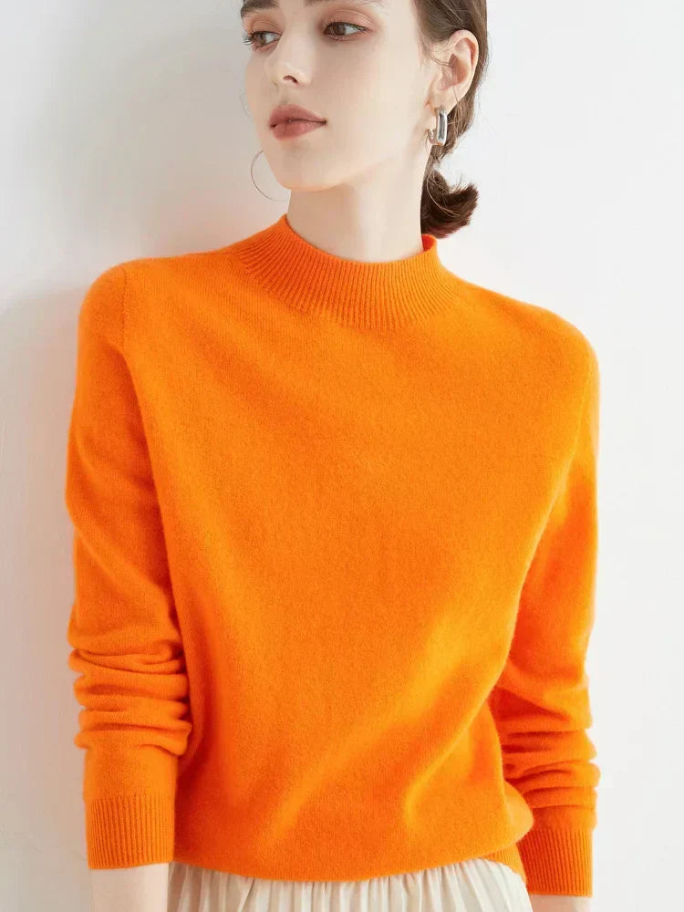 Pull Femme Classique Doux - Col Montant, Laine, Travail