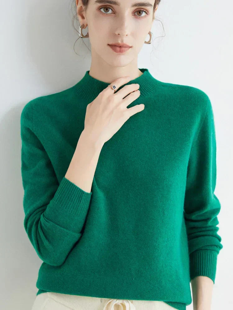 Pull Femme Classique Doux - Col Montant, Laine, Travail