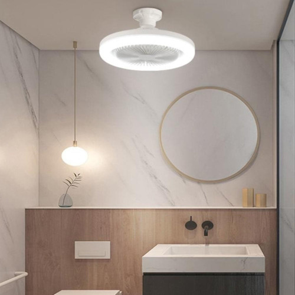 Ventilateur de Plafond LED E27 – Éclairage &amp; Ventilation 2-en-1 avec Télécommande