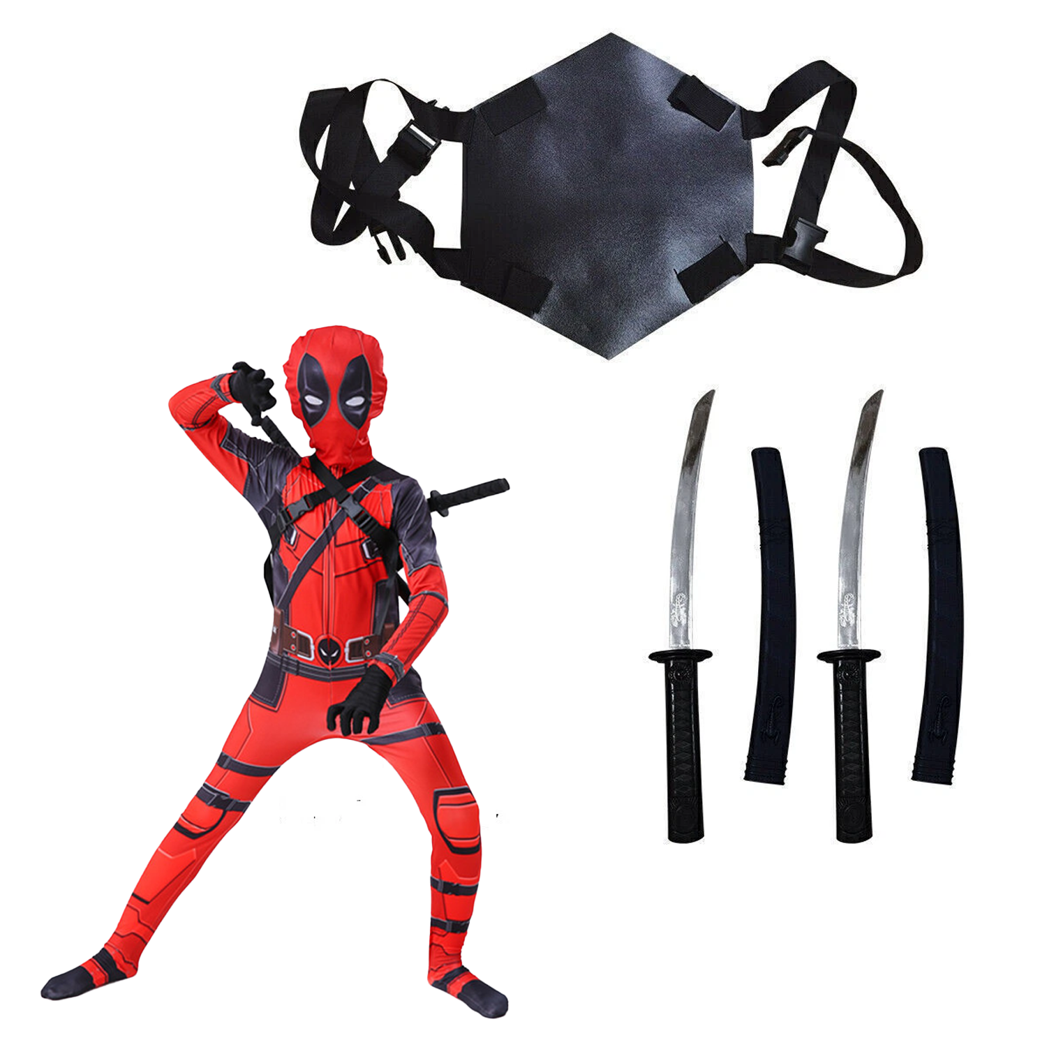 Déguisement Deadpool pour enfants – Combinaison de cosplay pour enfants – Déguisement pour la fête des enfants (inspiré par la série Marvel)