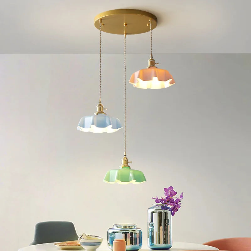Lampe suspendue en laiton et verre, Vintage, Style français, pour cuisine, salon, Table à manger