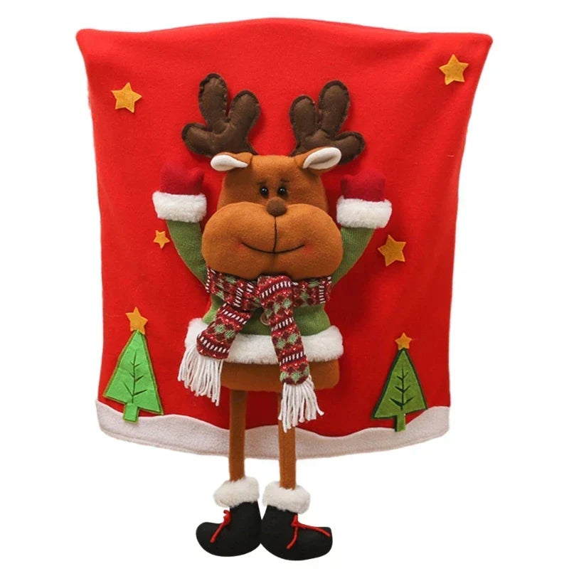 Housses de chaise festives pour Noël | Habillages de siège avec motifs de Noël, Père Noël, bonhomme de neige et renne