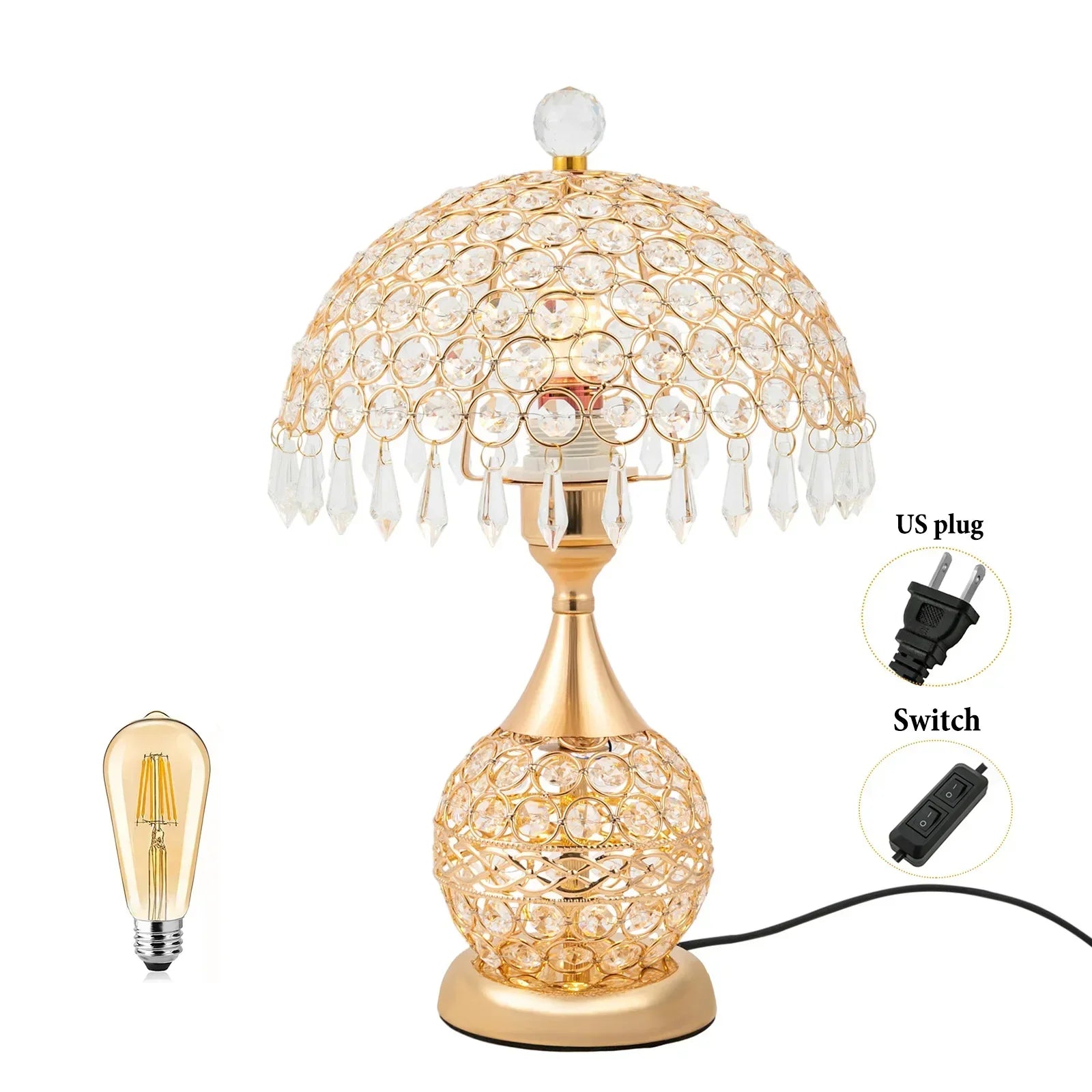 Lampe de table de chevet décorative de luxe en cristal moderne