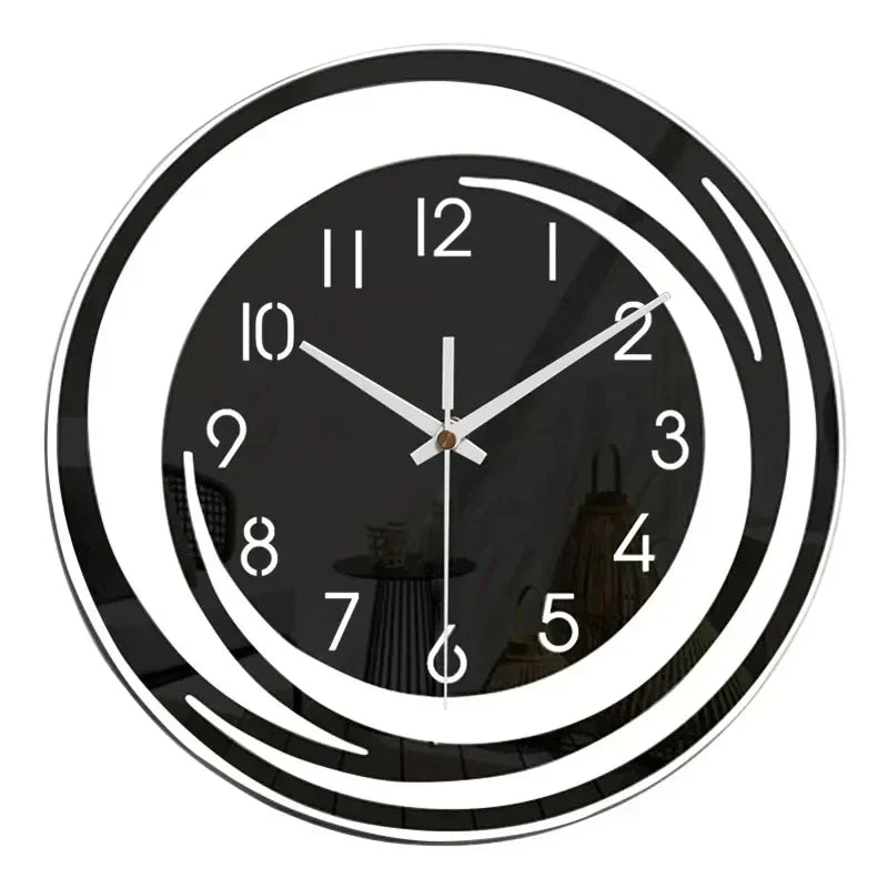 Horloge Murale Acrylique Noir - Design Géométrique Moderne - Mécanisme Silencieux - Élégance Intemporelle Scandinave | Sansotis