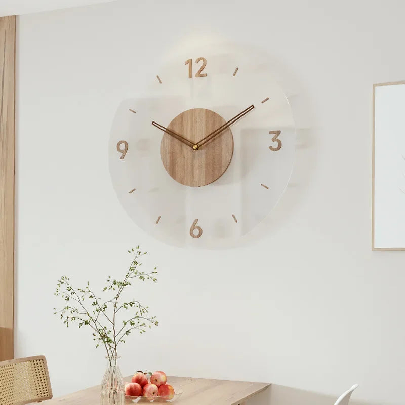 Houten Wandklok 30-35cm Massief Hout Stille Uurwerk Woonkamer Slaapkamer Kantoor Scandinavisch Design | Sansotis