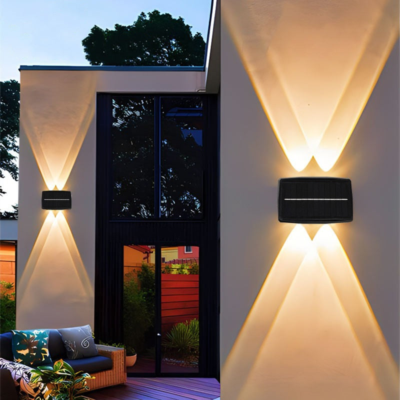 Applique murale extérieure moderne | Applique solaire à faisceau en X à LED