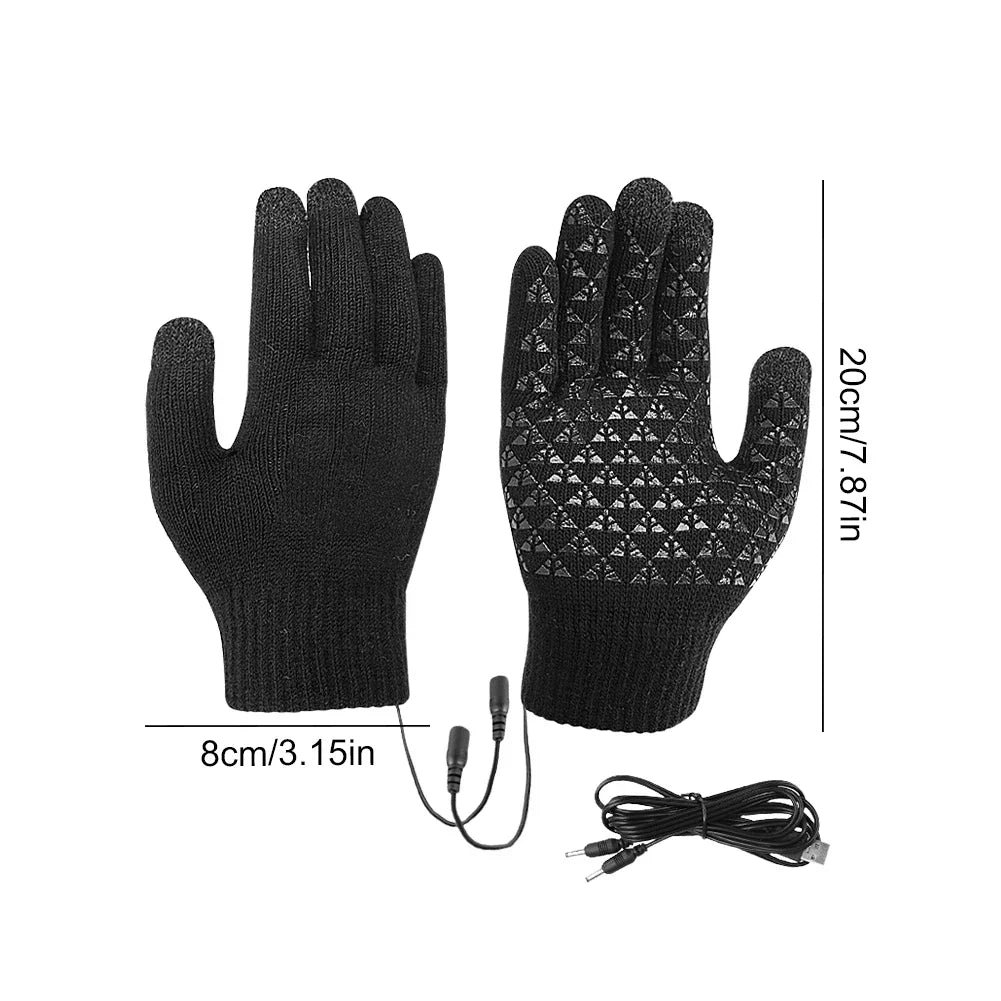 Gants chauffants FROSTIQ, charge USB, écran tactile 3 doigts, paume antidérapante, poignets élastiques pour vélo et extérieur