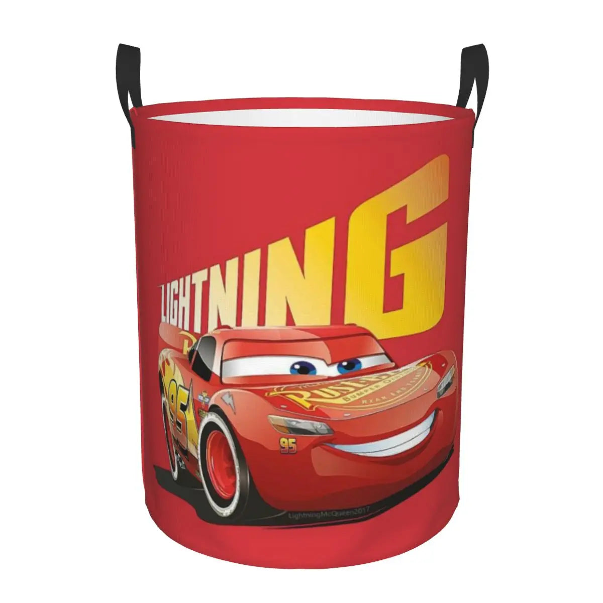 Panier à linge pliable Cars Lightning McQueen pour enfants, grande capacité en polyester avec poignées (S 34x42 cm, M 40x50 cm)