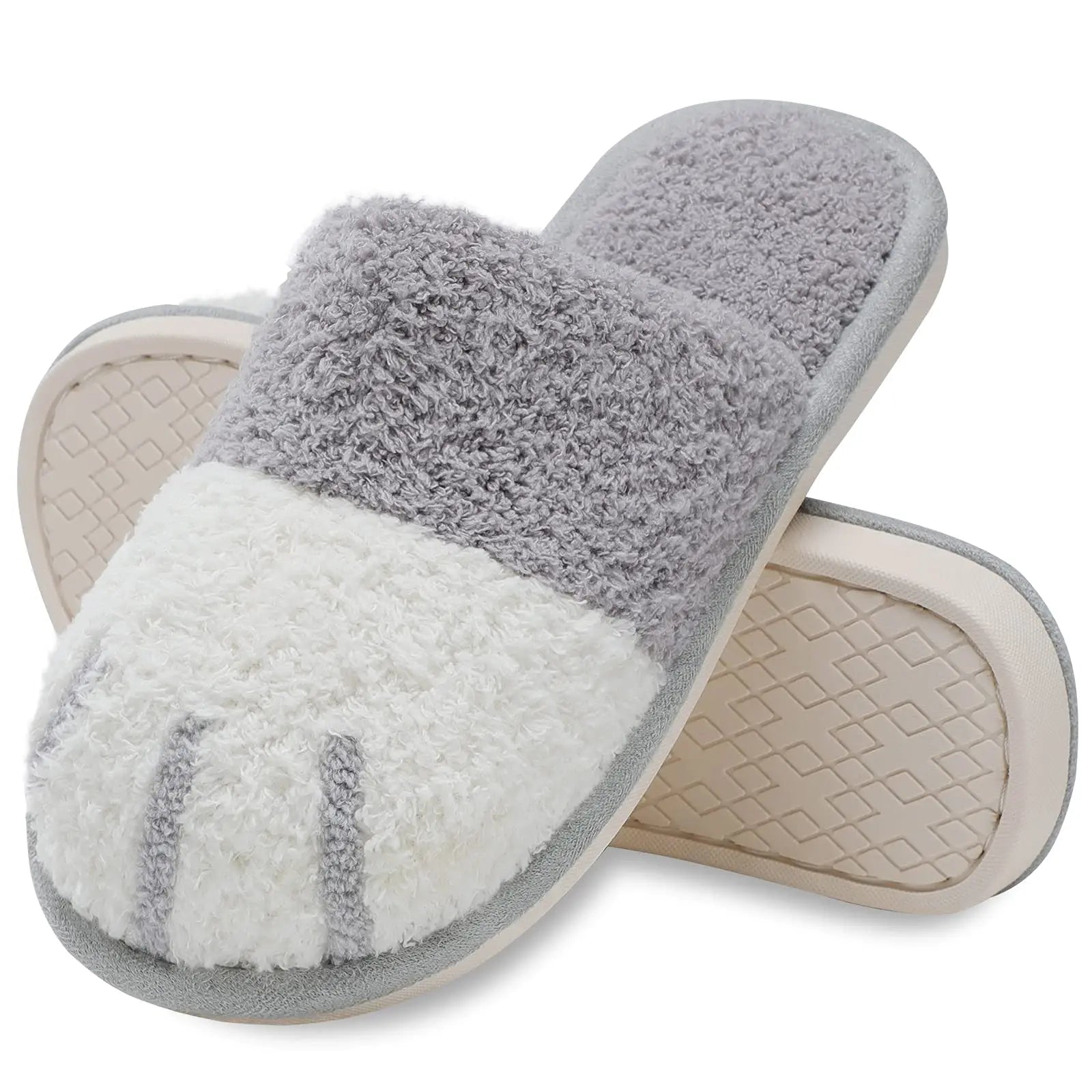 Pantoufles douces et confortables pour femmes - motif patte de chat, semelle intérieure en mousse à mémoire de forme, détente intérieure en hiver