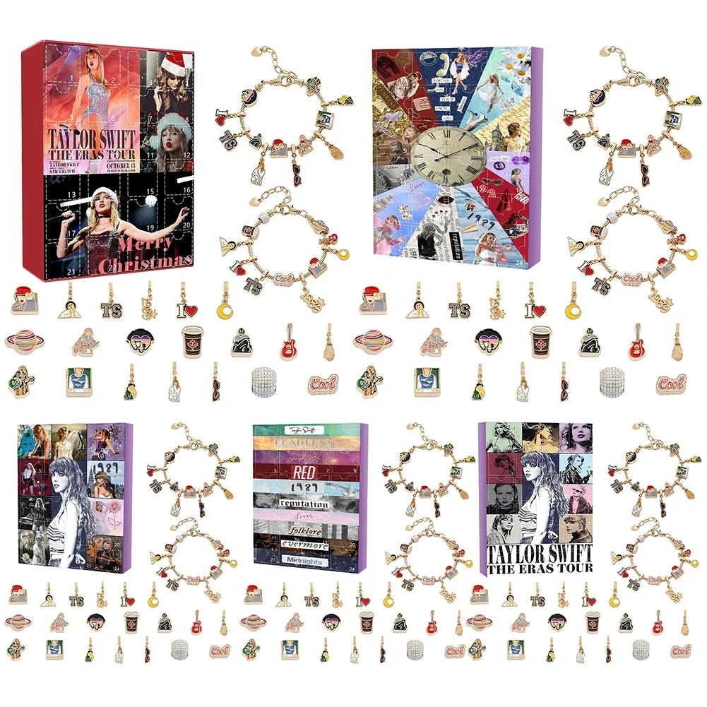 Calendrier de l'Avent pour bracelets inspirés de Taylor Swift, cadeau 24 jours 2025 – Surprise de vacances parfaite!