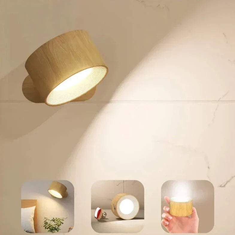 Lampe LED Dimbaar Dimbaar 360° Roteerbaar Touch Afstandsbediening Wit Zwart Hout | Sansotis