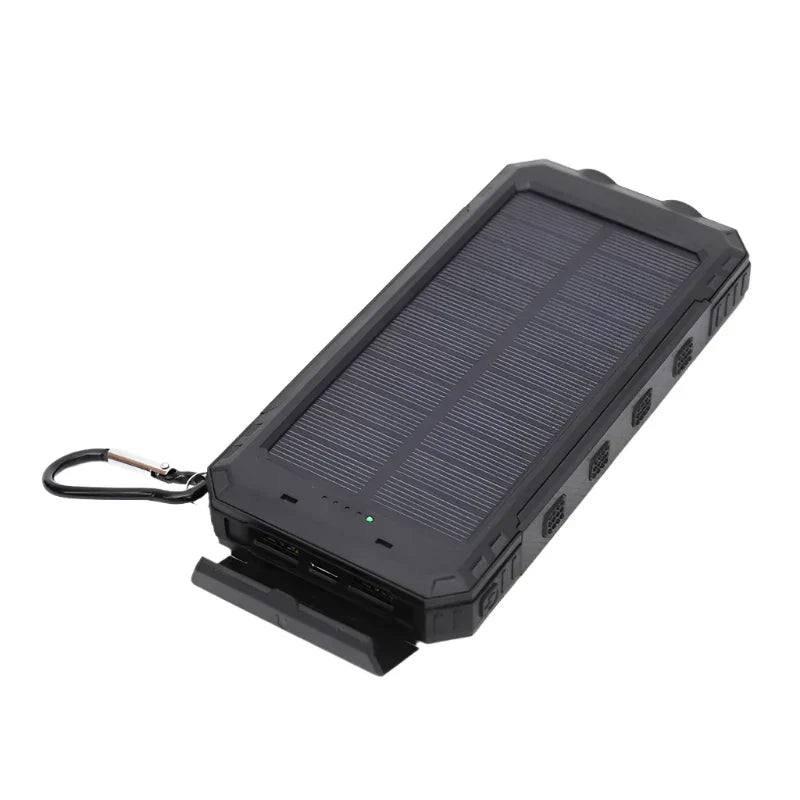 Batterie externe solaire portable avec charge rapide et torche LED double pour l'extérieur