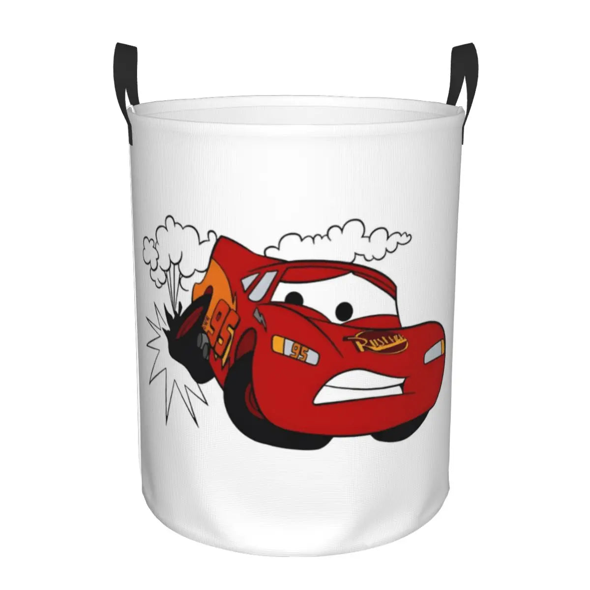 Panier à linge pliable Cars Lightning McQueen pour enfants, grande capacité en polyester avec poignées (S 34x42 cm, M 40x50 cm)
