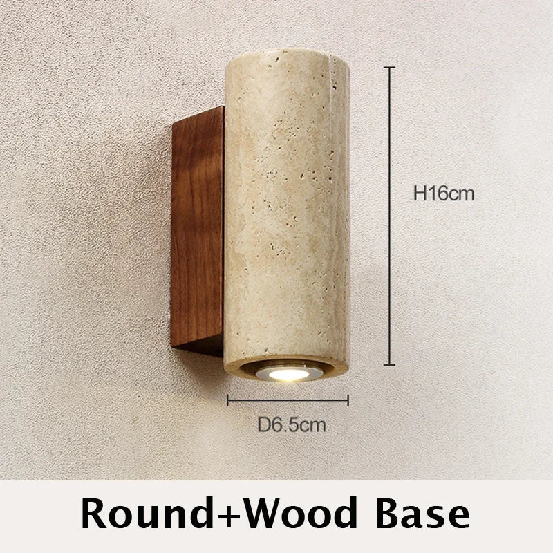 Applique murale LED en marbre jaune Japandi, lampe de chevet Wabi Sabi