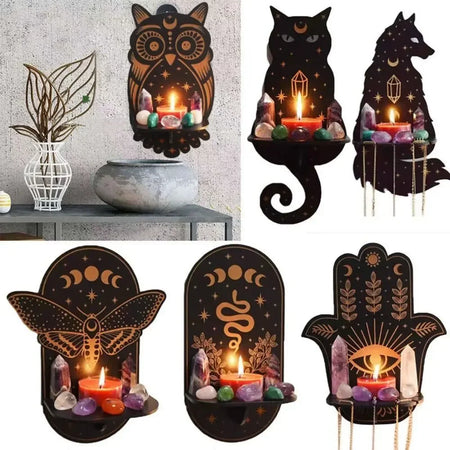 Étagère murale suspendue étagère à bougies décor mural fantaisiste Halloween automne 2025 éclairage ambiant confortable idée cadeau