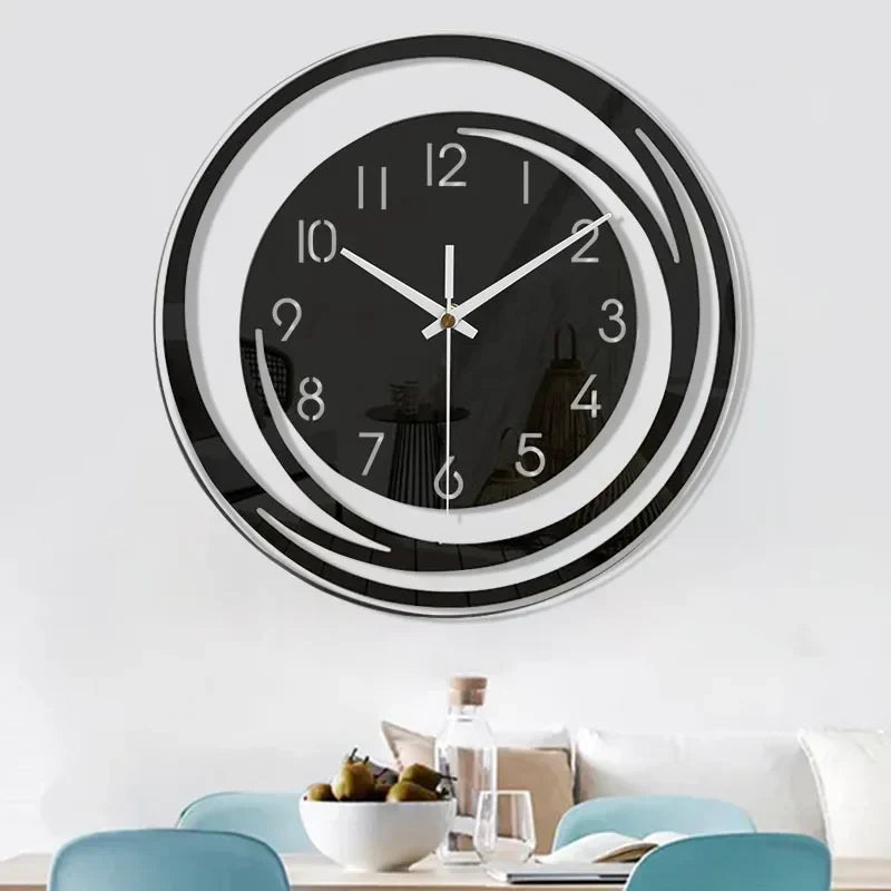 Horloge Murale Acrylique Noir - Design Géométrique Moderne - Mécanisme Silencieux - Élégance Intemporelle Scandinave | Sansotis