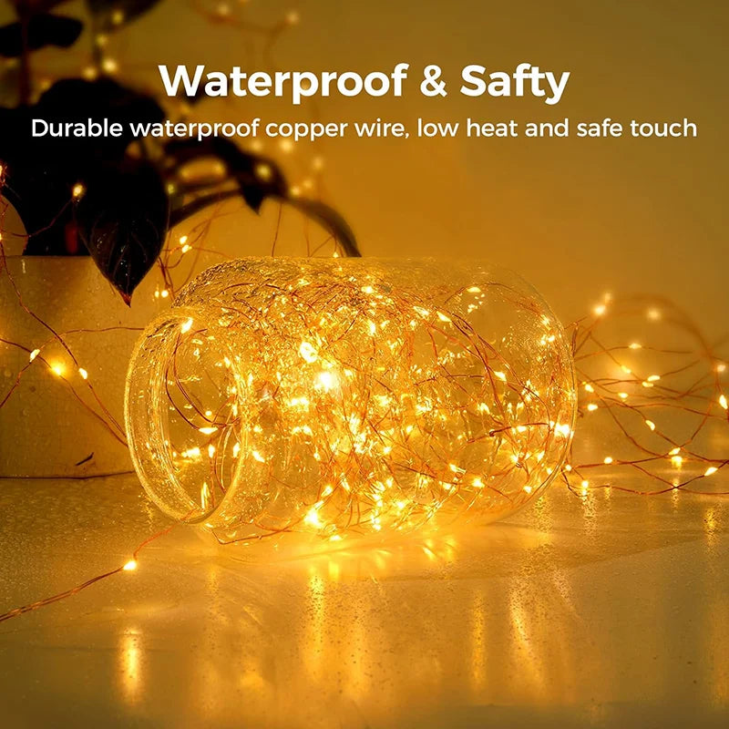 Guirlande lumineuse LED LumiCord | USB et télécommande | 8 modes | Blanc chaud | IP65 étanche | Fil de cuivre | 5 à 30 m