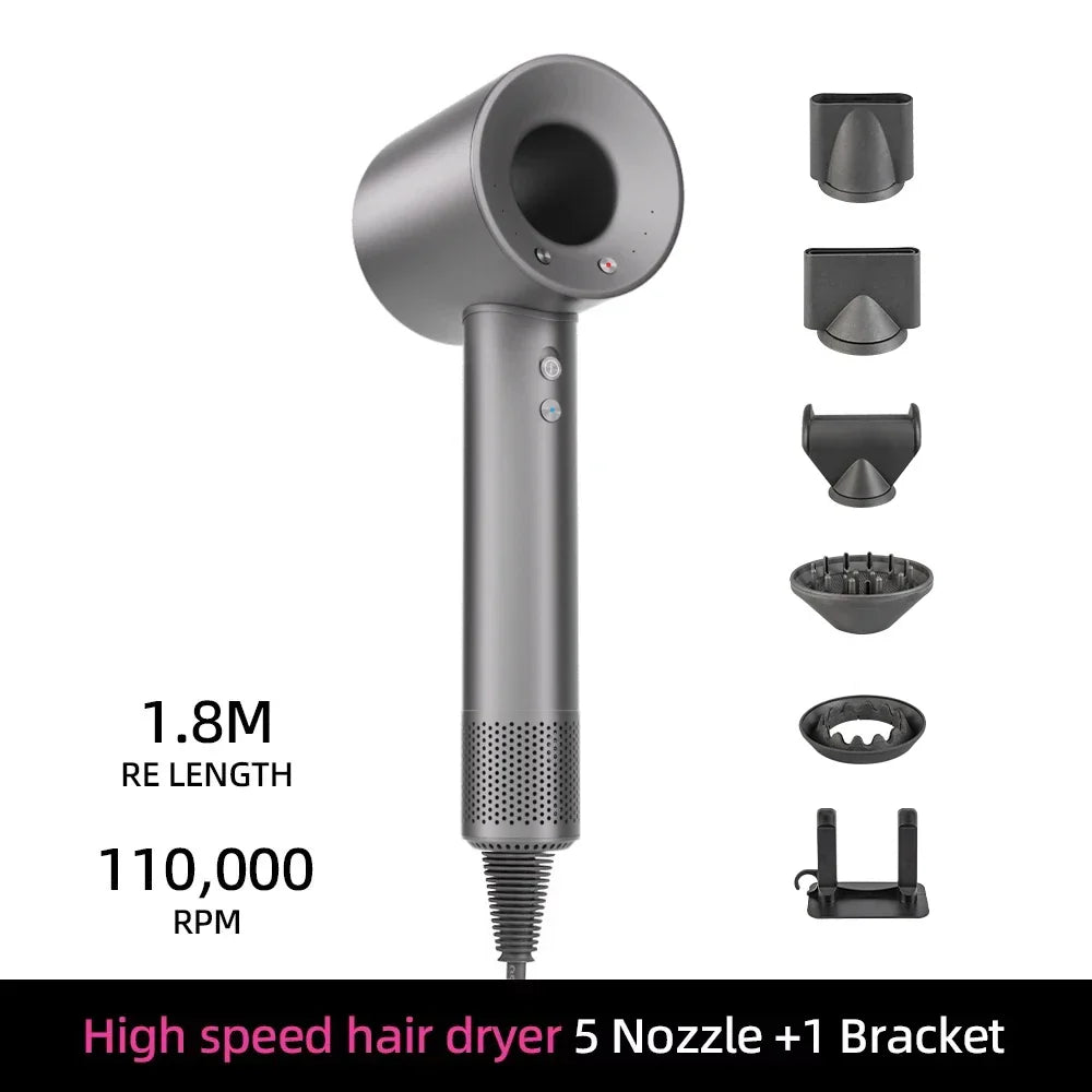 Sèche-cheveux ionique | 200 millions d'ions négatifs | Contrôle intelligent de la température | 110 000 tr/min