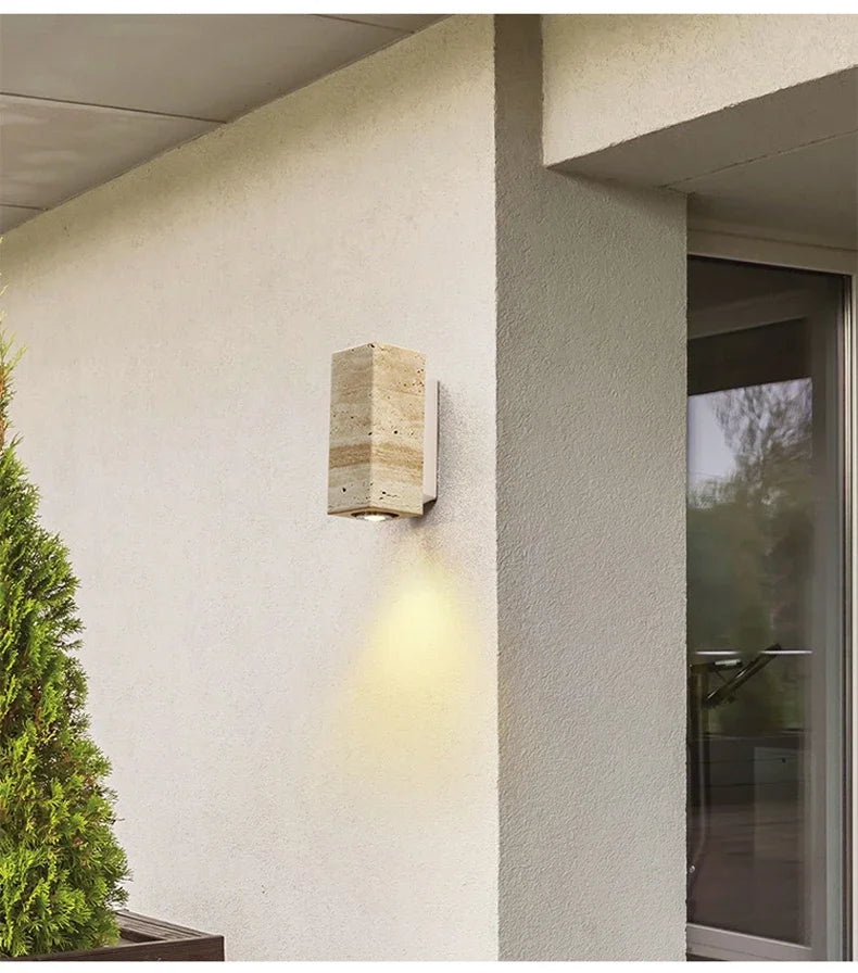 Applique murale LED en marbre jaune Japandi, lampe de chevet Wabi Sabi