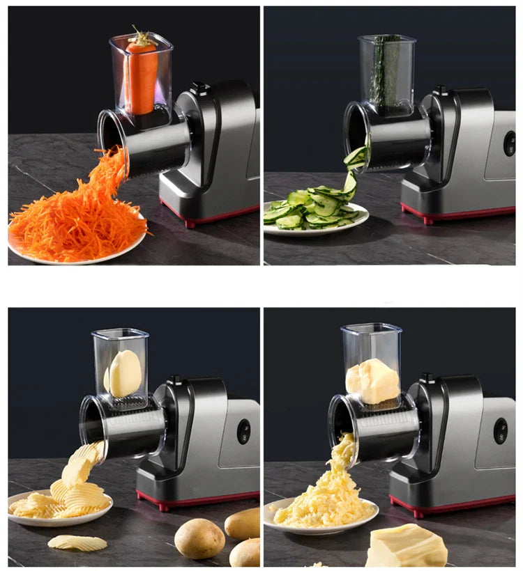 Râpeur électrique 5 en 1 avec fonction automatique pour légumes et fromage