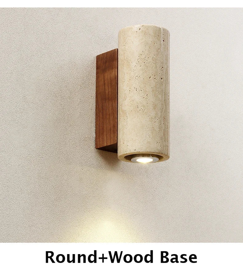Applique murale LED en marbre jaune Japandi, lampe de chevet Wabi Sabi