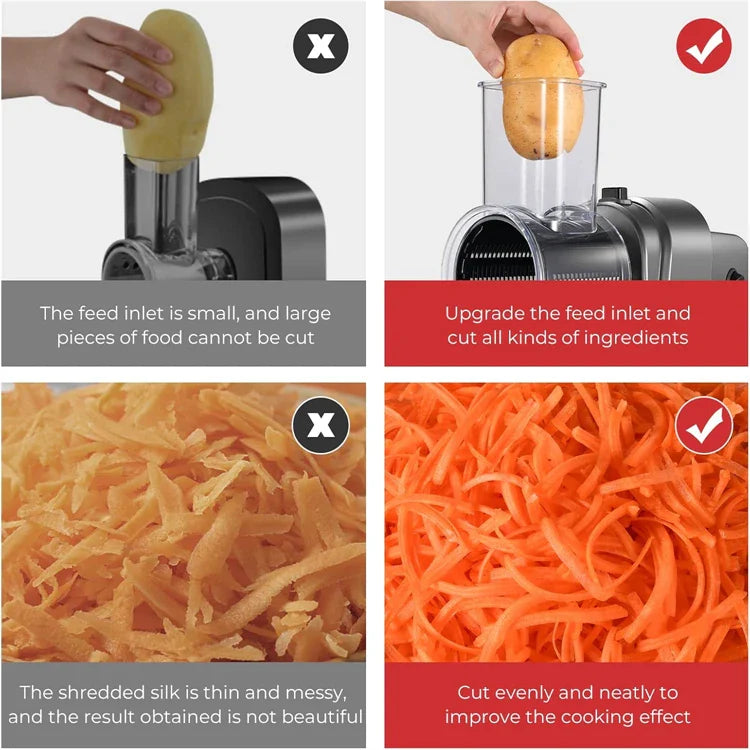 Râpeur électrique 5 en 1 avec fonction automatique pour légumes et fromage