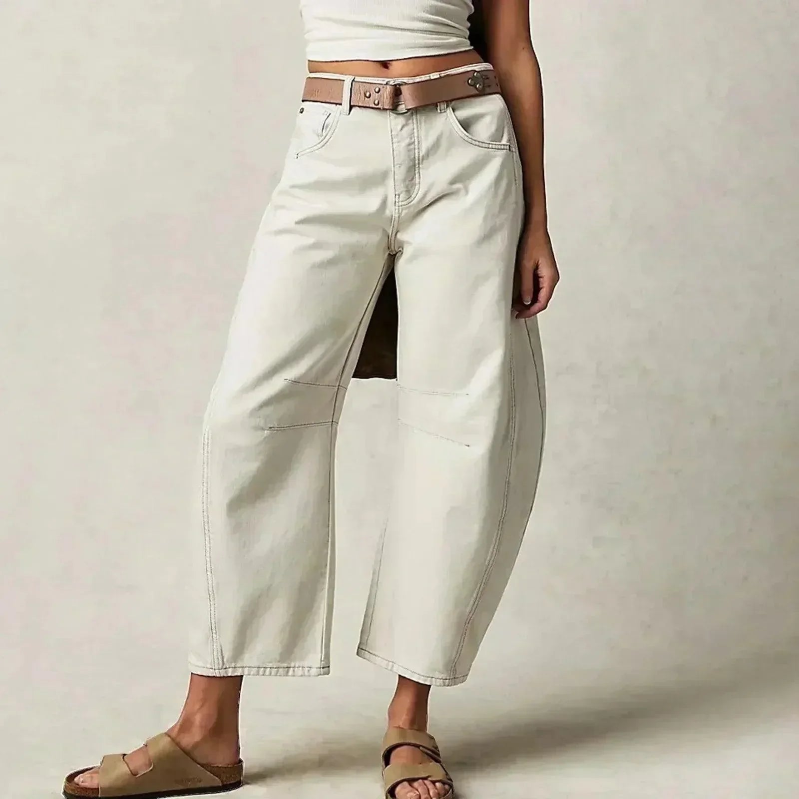 Jeans taille haute pour femmes à coupe large pour un look moderne et confortable