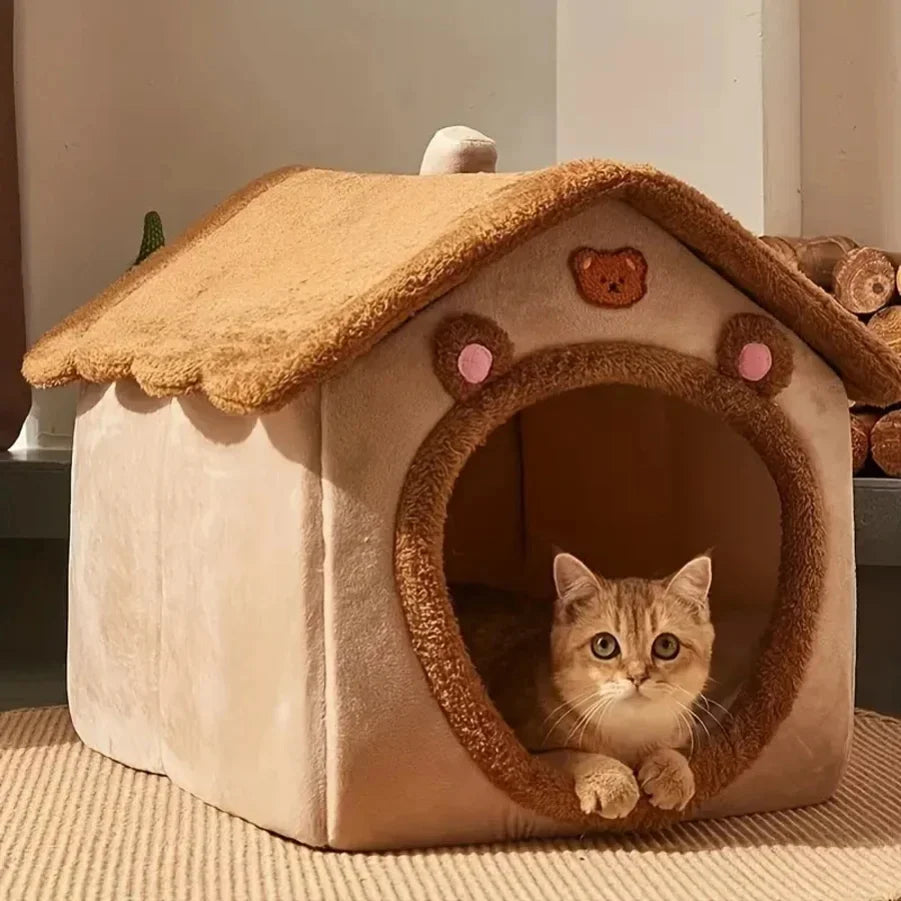 SnugCube Maison pour chat pliable – niche pour chien en peluche lavable